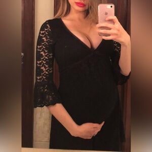 Black Lace Dress with Bell Sleeves